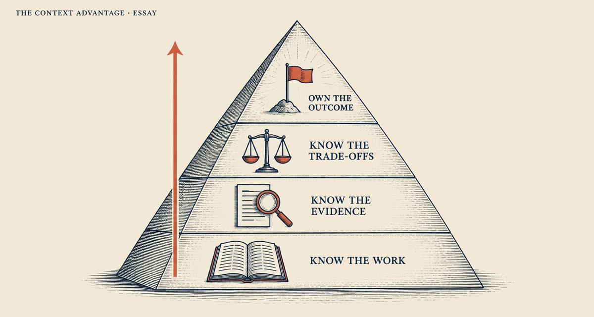 Editorial pyramid of the judgment ladder: know the work, know the evidence, know the trade-offs, own the outcome.